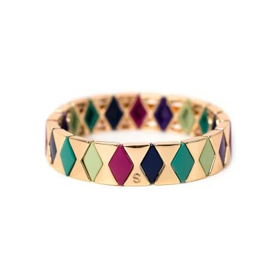 Bracelet Simone à bordeaux Colorama en métal émaillé multicolore